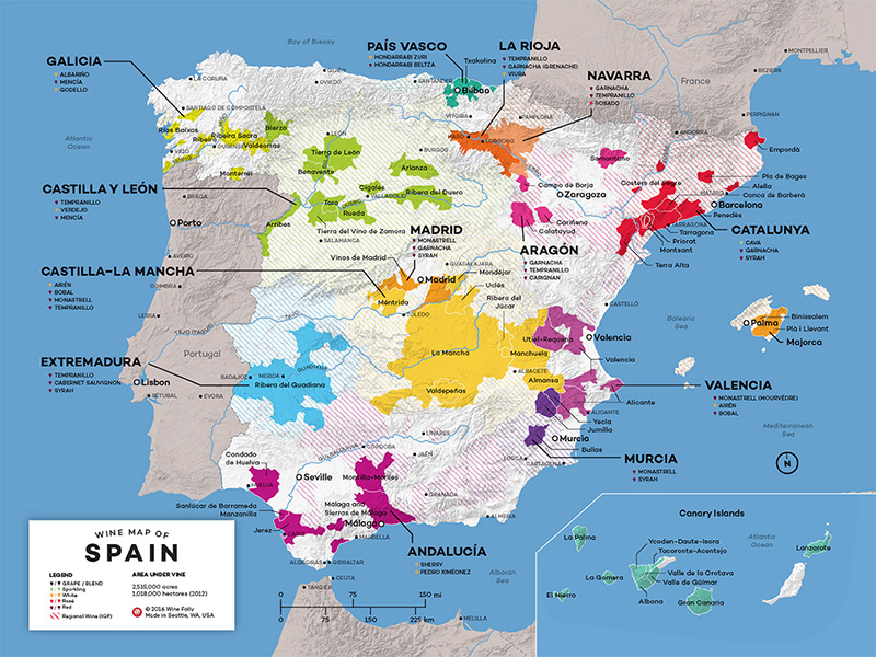 Bản đồ Vùng Rượu Vang Tây Ban Nha