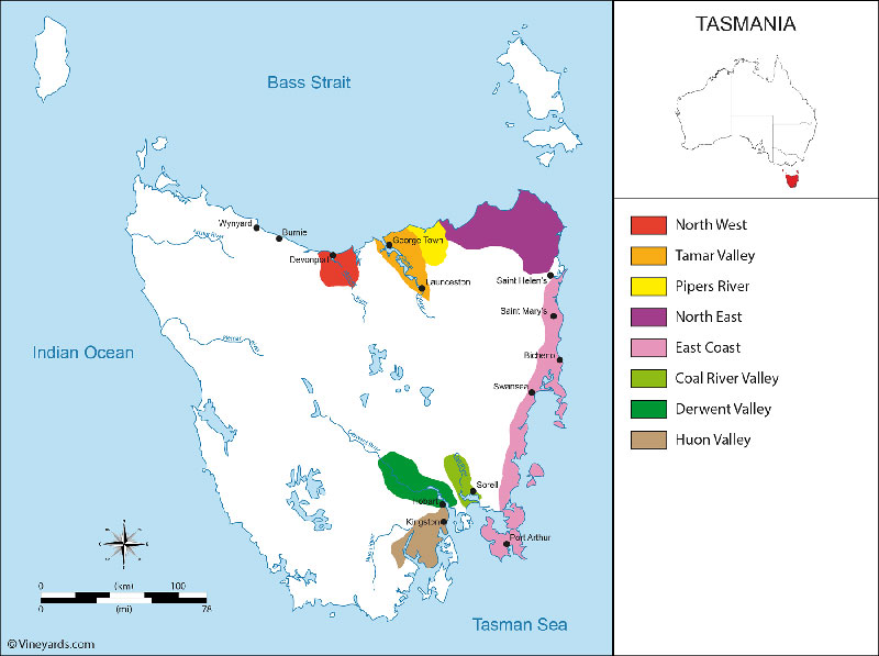 Bản đồ Vùng Tasmania Australia
