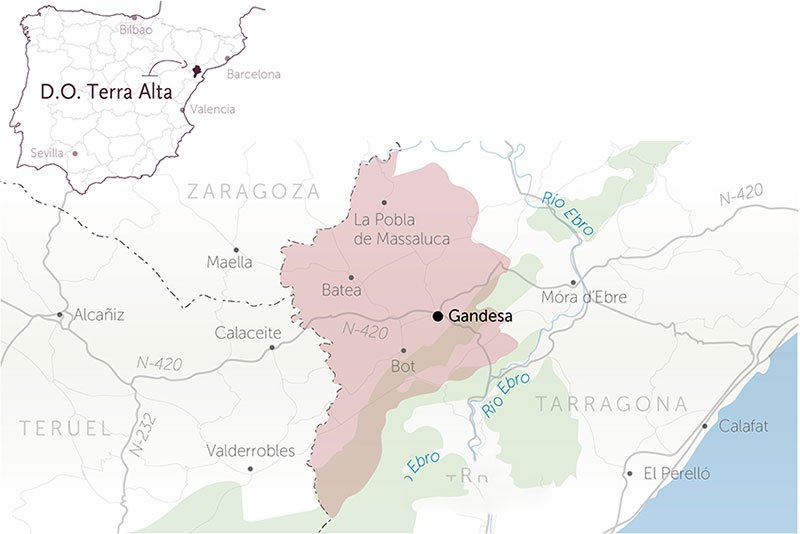 Bản đồ Vùng Terra Alta Catalonia