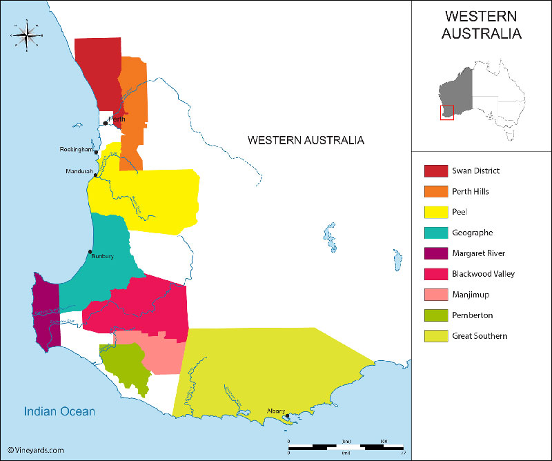 Bản đồ Vùng Western Australia Australia