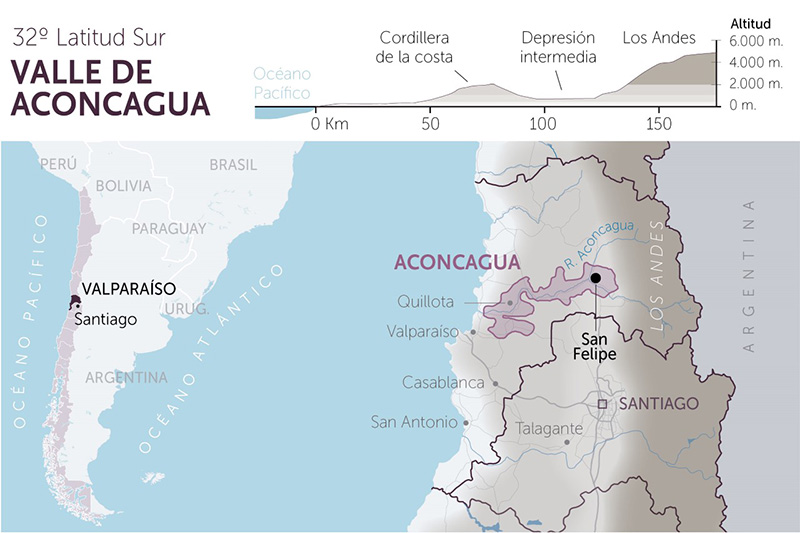 Bản đồ Vùng Aconcagua Valley Chile