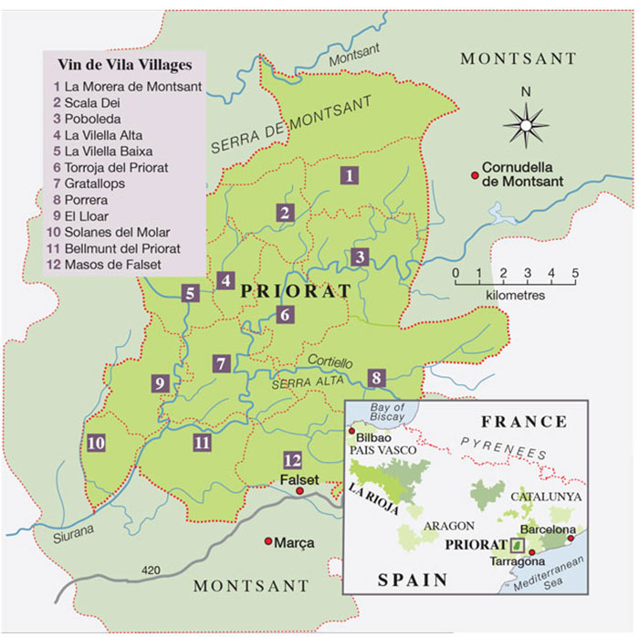 Bản đồ Vùng Priorat Catalonia