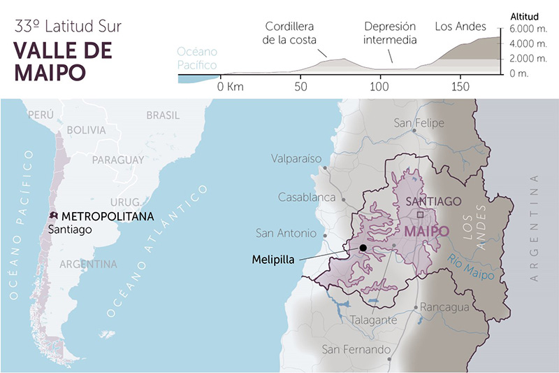 Bản đồ Vùng Maipo Valley Chile