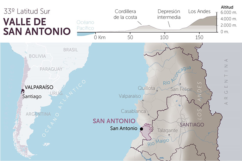 Bản đồ Vùng San Antonio Valley Chile