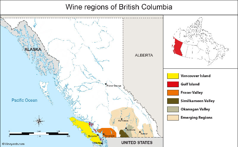 Bản đồ Vùng Rượu British Colombia Canada