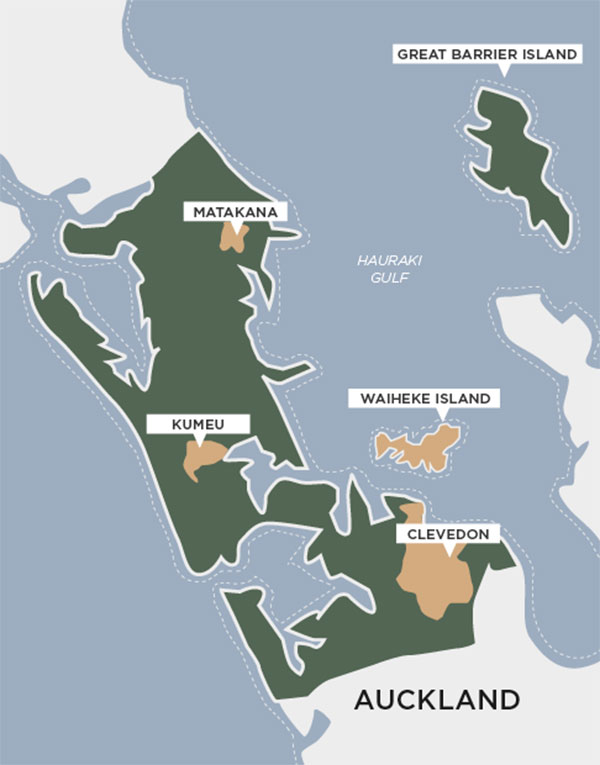 Bản đồ Vùng Rượu Vang Auckland New Zealand