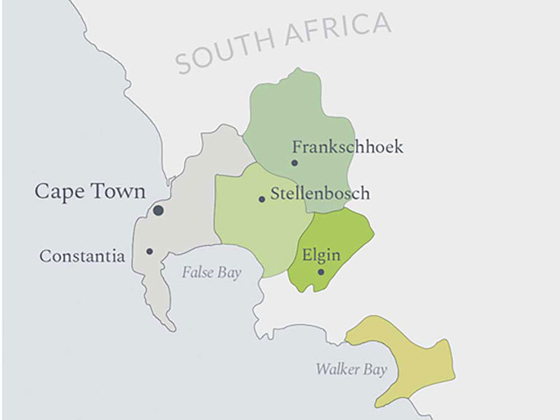 Bản đồ Vùng Rượu Vang Constantia Nam Phi