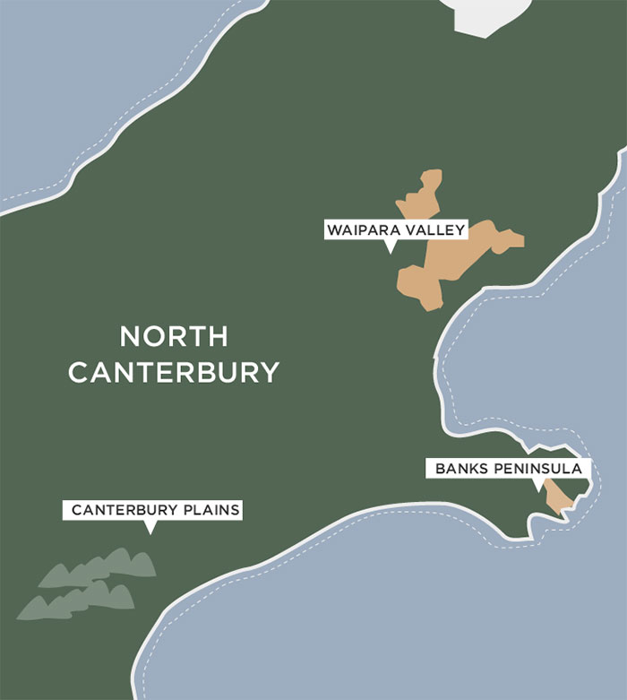 Bản đồ Vùng North Canterbury New Zealand