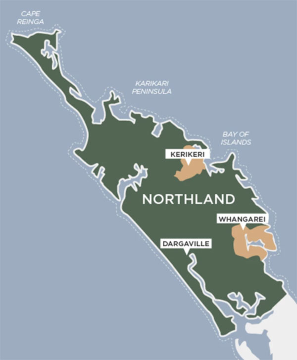 Bản đồ Vùng Rượu Vang Northland New Zealand