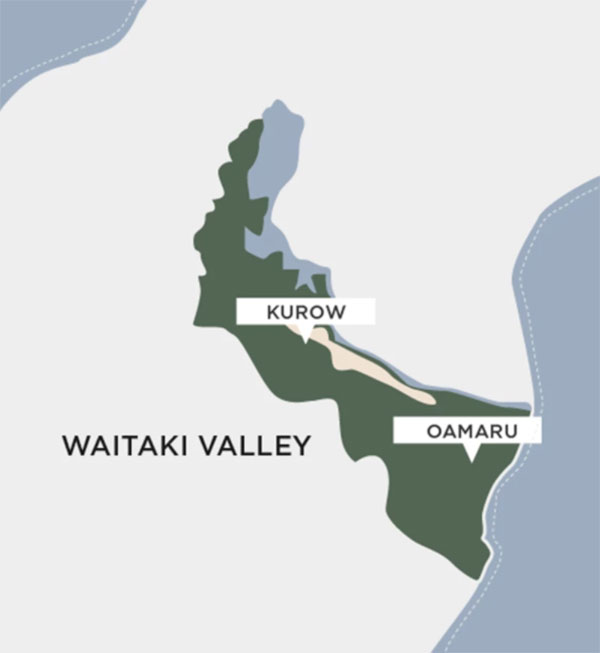 Bản đồ Vùng Rượu Vang Waitaki Valley New Zealand