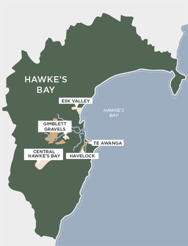 Bản đồ Vùng Rượu Vang Hawkes Bay New Zealand