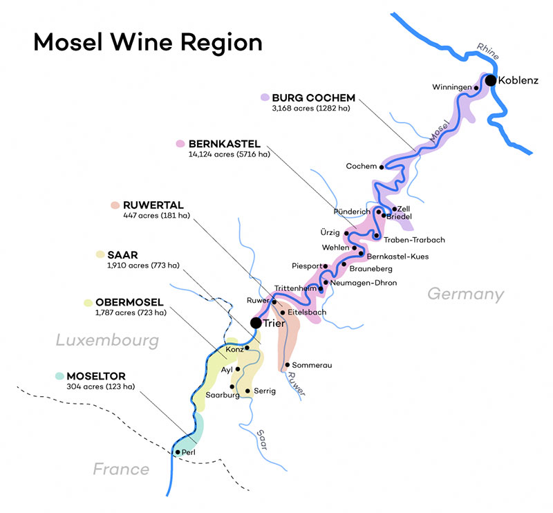 Bản đồ Vùng Rượu Vang Mosel Nước Đức