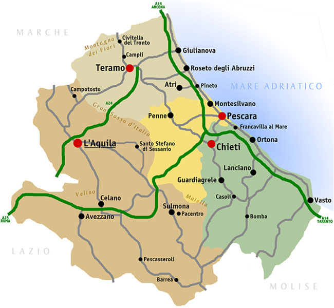 Bản đồ Vùng Rượu Vang Montepulciano Dabruzzo