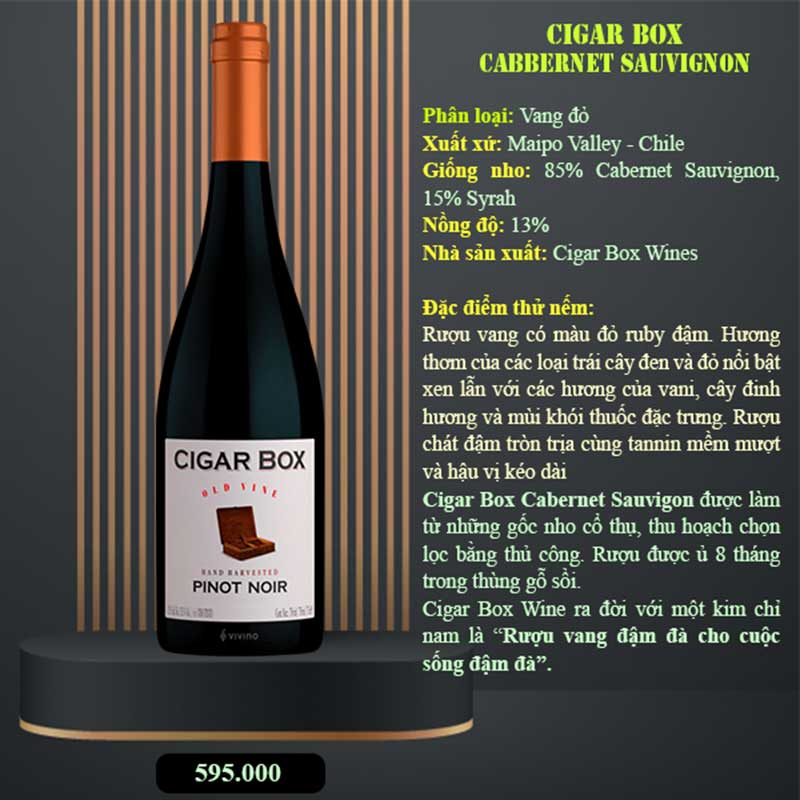 Rượu Vang đỏ Cigar Box Pinot Noir Old Vine
