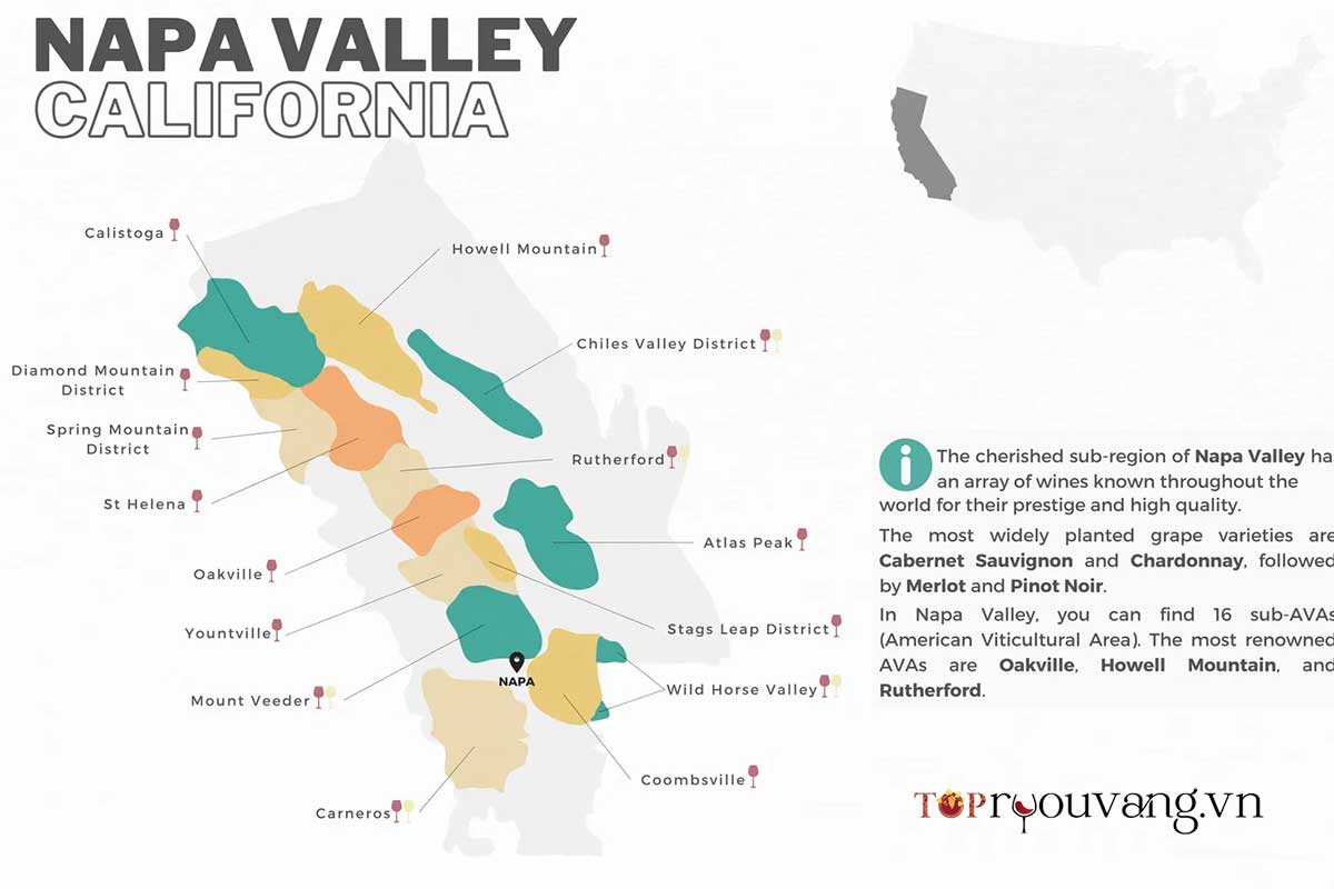 Bản đồ rượu vang Napa Valley