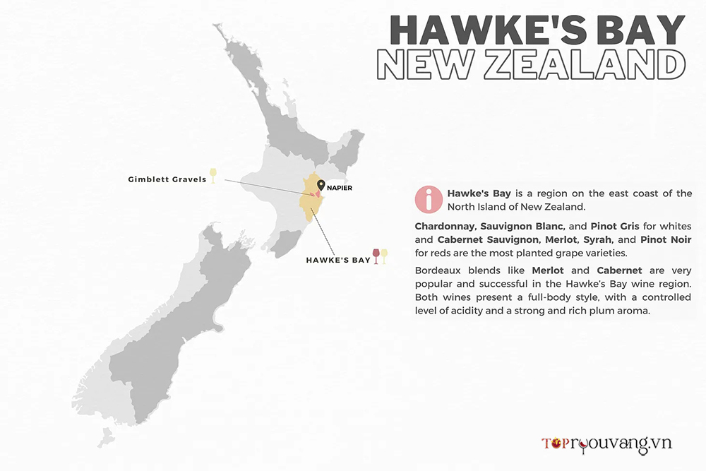 Bản đồ Vùng Rượu Vang Hawke's Bay