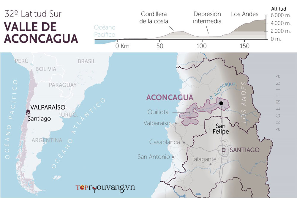 Bản đồ Vùng Rượu Vang Aconcagua