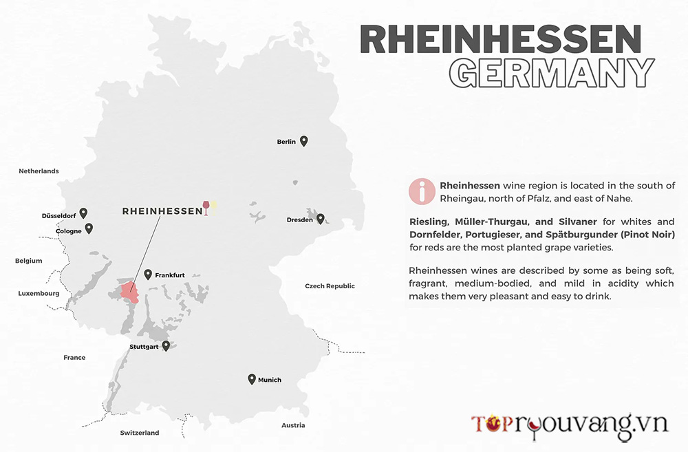 Bản đồ Vùng Rượu Vang Rheinhessen