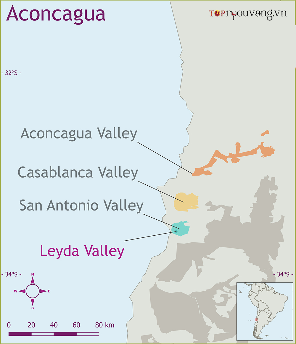 Bản đồ Vùng Rượu Vang Leyda Valley