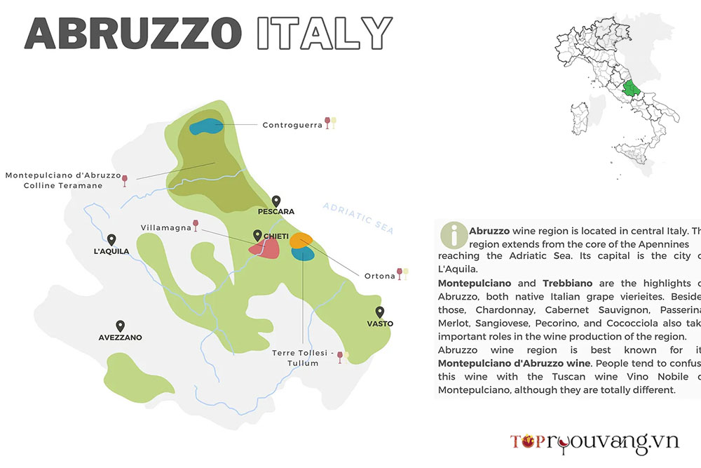 Bản đồ Rượu Vang Abruzzo
